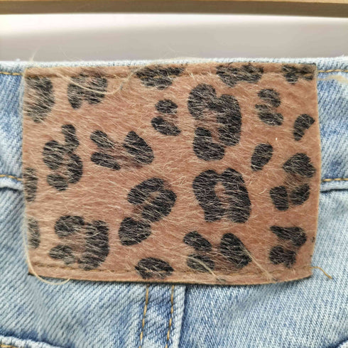 ESICA ヒョウ柄パッチ ウオッシュ加工 バギーデニム パンツ レディース FREE