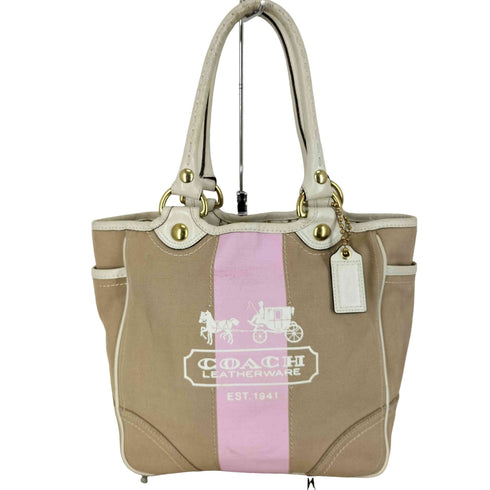 コーチ COACH 馬車ロゴ キャンバス トートバッグ carriage logo canvas tote bag レディース