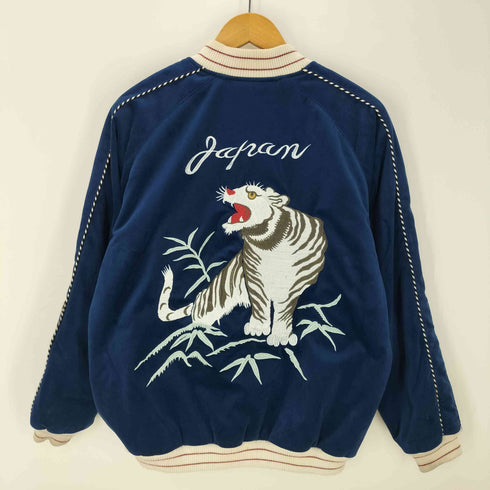 ヒューストン HOUSTON 虎 トラ タイガー TIGER 両面 刺繍 別珍 ベロア ベルベット スーベニア ジャケット スカジャン IDEAL ジップ メンズ import:XL