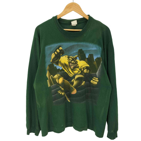 CROSS BREED 90-00S OLD ボディ USA製 スケート キャラクター プリント L/S カットソー ロンT SK8 メンズ import:L
