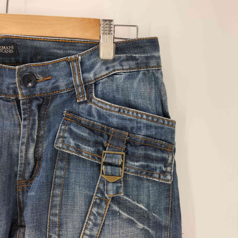 アルマーニジーンズ ARMANI JEANS 90-00S OLD 立体裁断 3Dカット ワイドレッグ ブッシュ デニム パンツ Y2K メンズ 31