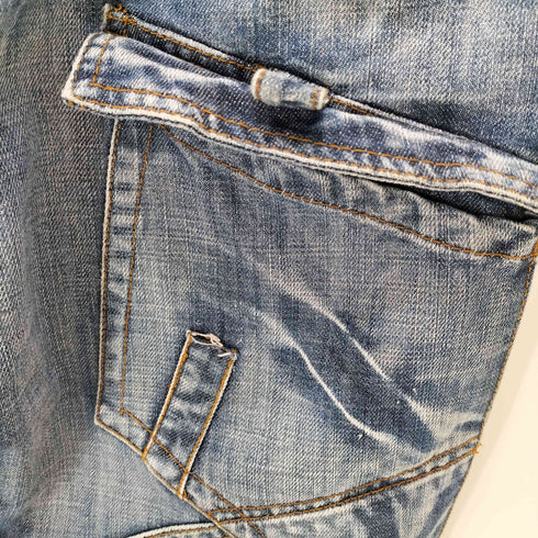 アルマーニジーンズ ARMANI JEANS 90-00S OLD 立体裁断 3Dカット ワイドレッグ ブッシュ デニム パンツ Y2K メンズ 31