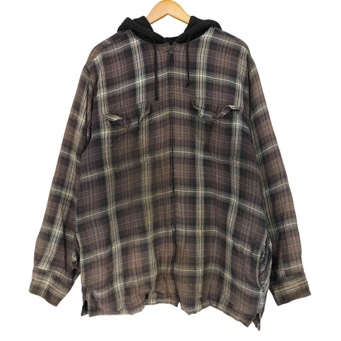 ピューリタン PURITAN 00s 裏地フリース フーデッド チェック柄 シャツジャケット メンズ JPN:L