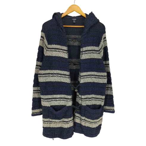 チャップス CHAPS 90S-00S トグルボタン ボーダー柄 フーデッド カーディガン メンズ 1X