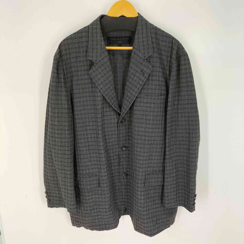 コムデギャルソンオム COMME des GARCONS HOMME 90S 田中オム サマーウール ウィンドペン 3B テーラードジャケット 裏地無し & ノータック ワイドテーパード スラックス セットアップ メンズ ジャケット:L / パンツ:M