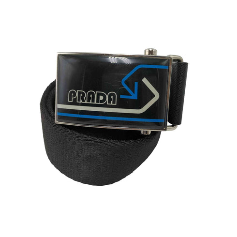 プラダ PRADA ロゴ デザイン サフィアーノレザー ガチャベルト メンズ 90/36