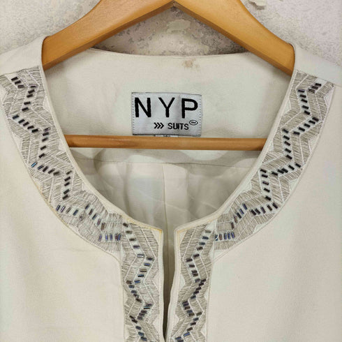 NYP 装飾デザイン ノーカラージャケット レディース