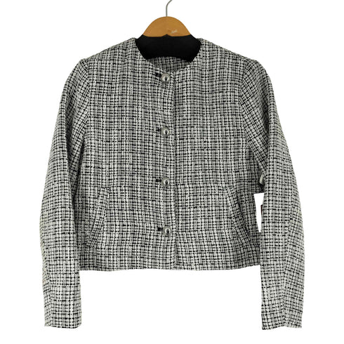 ザラ ZARA ノーカラーツイードジャケット レディース import:M