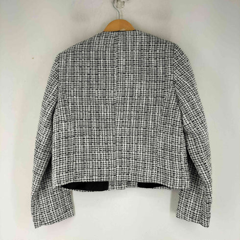 ザラ ZARA ノーカラーツイードジャケット レディース import:M