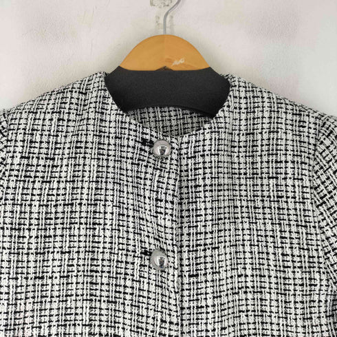 ザラ ZARA ノーカラーツイードジャケット レディース import:M