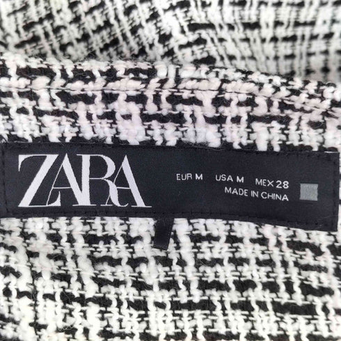 ザラ ZARA ノーカラーツイードジャケット レディース import:M