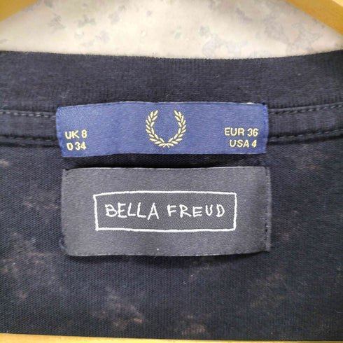 フレッドペリー FRED PERRY ×BELLA FREUD ラスタカラー月桂樹 スター柄クルーネックTシャツ レディース 36