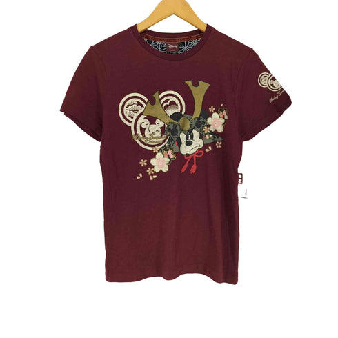 和柄 兜 家紋 両面キャラクタープリントクルーネックTシャツ レディース L