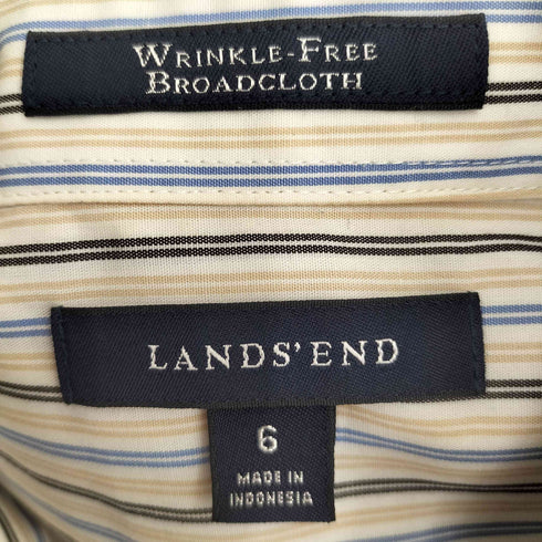 ランズエンド LANDS END マルチカラー ストライプ レギュラーカラー 長袖シャツ レディース US:6