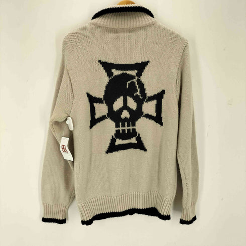 NEW BASIC GENERATE スカル刺繍パッチニットカーディガン メンズ import:M