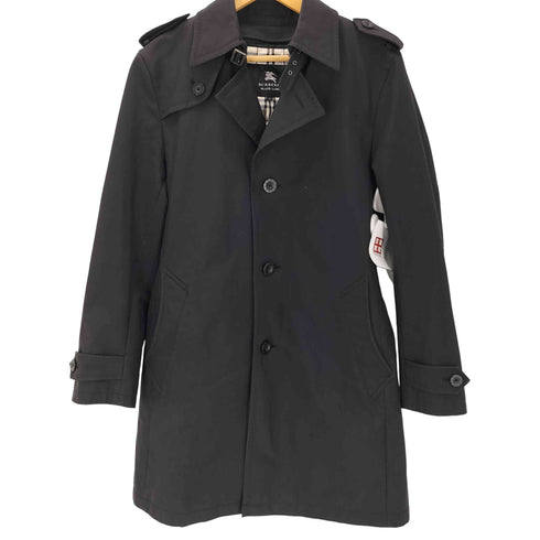 バーバリーブラックレーベル BURBERRY BLACK LABEL 裏地ノバチェック ライナー付き フルセット エポレット ガンフラップ付き ブラック バルマカーン ステンカラー コート メンズ import:M