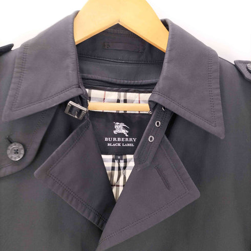バーバリーブラックレーベル BURBERRY BLACK LABEL 裏地ノバチェック ライナー付き フルセット エポレット ガンフラップ付き ブラック バルマカーン ステンカラー コート メンズ import:M