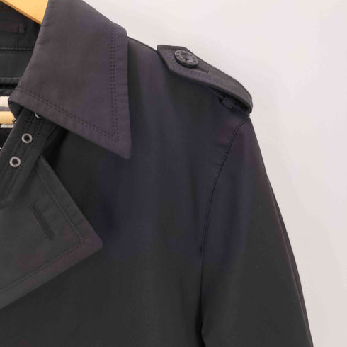 バーバリーブラックレーベル BURBERRY BLACK LABEL 裏地ノバチェック ライナー付き フルセット エポレット ガンフラップ付き ブラック バルマカーン ステンカラー コート メンズ import:M