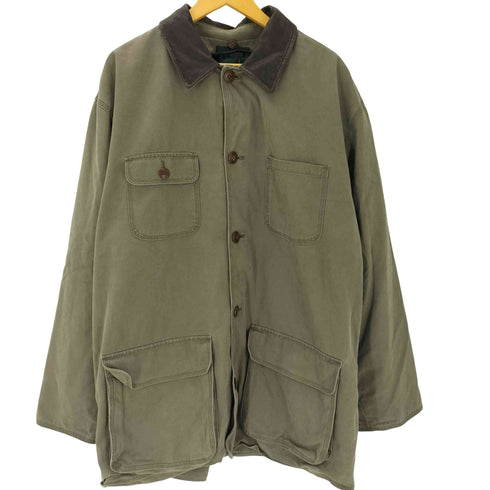 ジェイクルー J.CREW 90S OLD 巨人タグ 裏地チェック ライナー付き フルセット ダック地 襟レザー ハンティング カバーオール ジャケット メンズ import:L