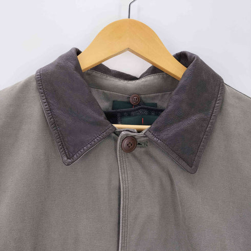 ジェイクルー J.CREW 90S OLD 巨人タグ 裏地チェック ライナー付き フルセット ダック地 襟レザー ハンティング カバーオール ジャケット メンズ import:L
