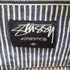 ステューシー Stussy AUTHENTIC 90-00S OLD 黒タグ ショーンフォント ワールドツアー SSリンク 両面刺繍 ヒッコリー ストライプ デニム ワーク シャツ ジャケット メンズ import:M