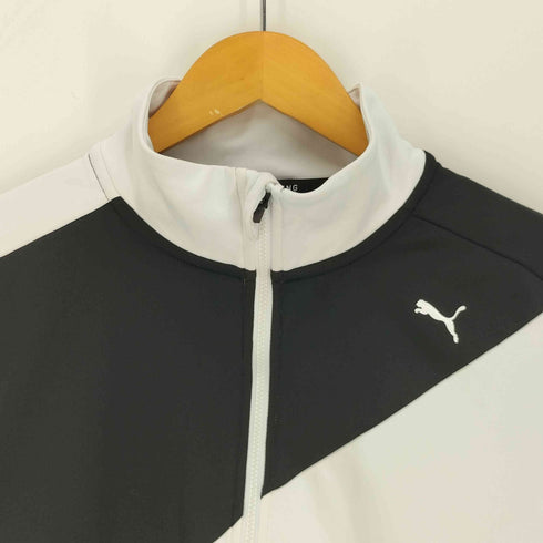 プーマ PUMA ロゴプリント アシメ バイカラー クロップド ジップアップ トラックジャケット ジャージ レディース JPN:S