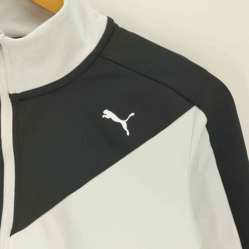 プーマ PUMA ロゴプリント アシメ バイカラー クロップド ジップアップ トラックジャケット ジャージ レディース JPN:S