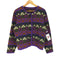 LONGHOUSE MADE IN CANADA ネイティブ柄ノーカラーニットカーディガン レディース L