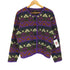 LONGHOUSE MADE IN CANADA ネイティブ柄ノーカラーニットカーディガン レディース L