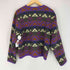 LONGHOUSE MADE IN CANADA ネイティブ柄ノーカラーニットカーディガン レディース L