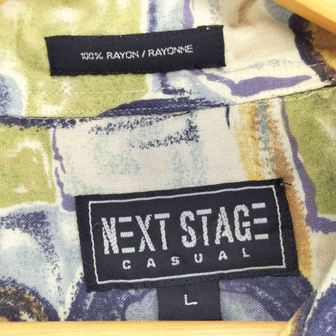 NEXT STAGE レーヨン100 総柄 S/S オープンカラーシャツ メンズ JPN:L