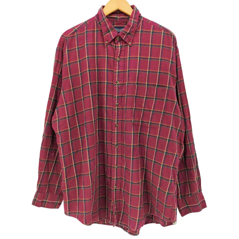 ランズエンド LANDS END 90s タータンチェック フロントポケット ボタンダウンシャツ メンズ import:XL