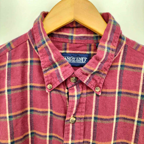ランズエンド LANDS END 90s タータンチェック フロントポケット ボタンダウンシャツ メンズ import:XL