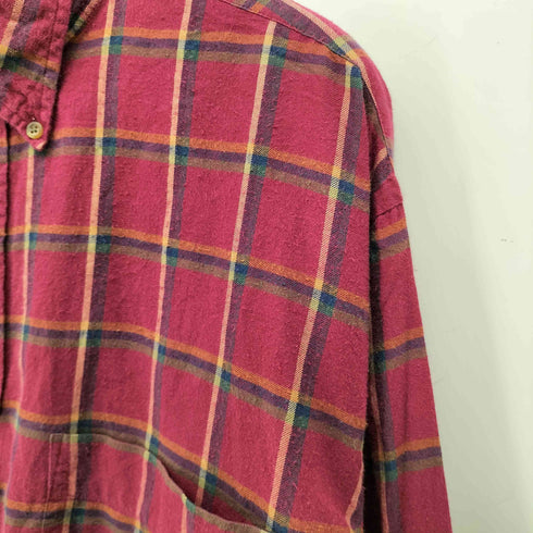 ランズエンド LANDS END 90s タータンチェック フロントポケット ボタンダウンシャツ メンズ import:XL