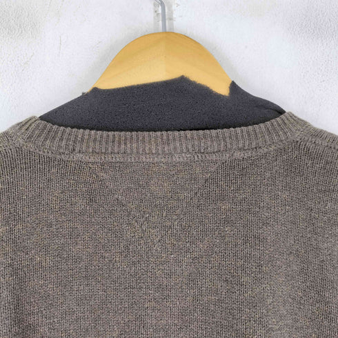 トミーヒルフィガー TOMMY HILFIGER 00s コットンニット Vガゼット ロゴ 刺繍 メンズ