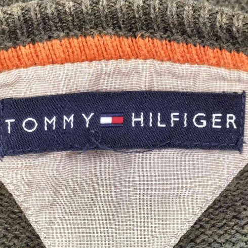 トミーヒルフィガー TOMMY HILFIGER 00s コットンニット Vガゼット ロゴ 刺繍 メンズ