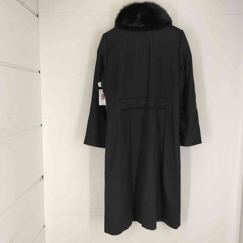 pure cashmere blue fox fur カシミヤ100 ブルーフォックスファー 比翼ステンカラーコート レディース 11AR