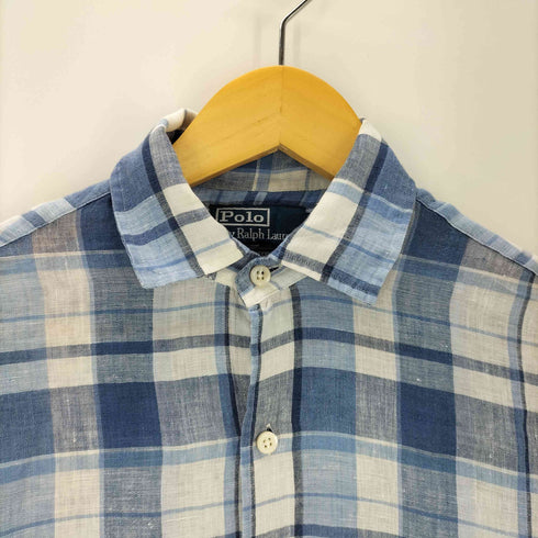 ポロバイラルフローレン Polo by RALPH LAUREN 90S BRADFORD CUSTOM FIT ポニー刺繍 インド 麻 リネン 100% L/S シャツ メンズ import:S
