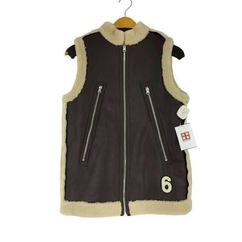 エムエムシックスメゾンマルジェラ MM6 Maison Margiela フェイクレザー ムートンベスト 八の字 レディース 10