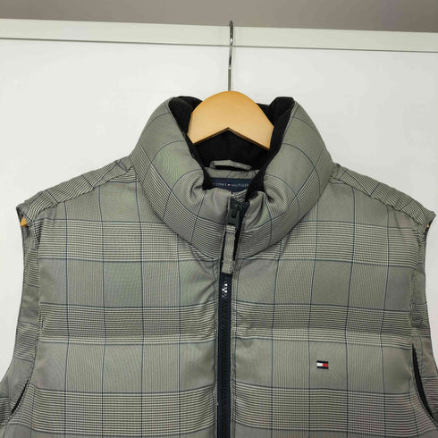トミーヒルフィガー TOMMY HILFIGER ロゴ刺繍 チェック柄 ダウンベスト メンズ JPN:L