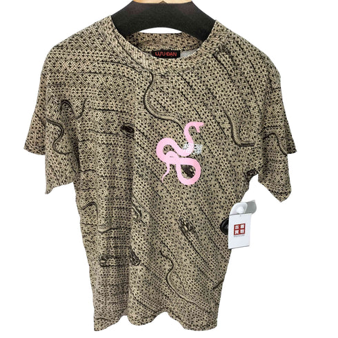 LU’U DAN(ルーダン) パイソン スネーク 総柄 Tシャツ メンズ import:M