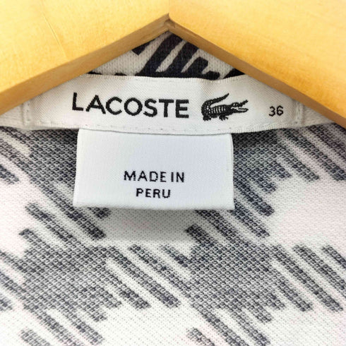 ラコステ LACOSTE ロゴ刺繍 総柄 S/S ポロシャツ レディース FR:36