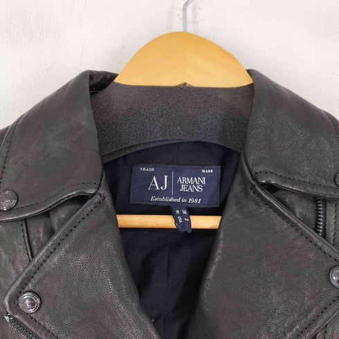 アルマーニジーンズ ARMANI JEANS バイカラー レザー ライダースジャケット レディース EUR:38