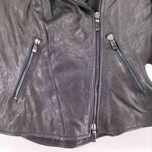 アルマーニジーンズ ARMANI JEANS バイカラー レザー ライダースジャケット レディース EUR:38