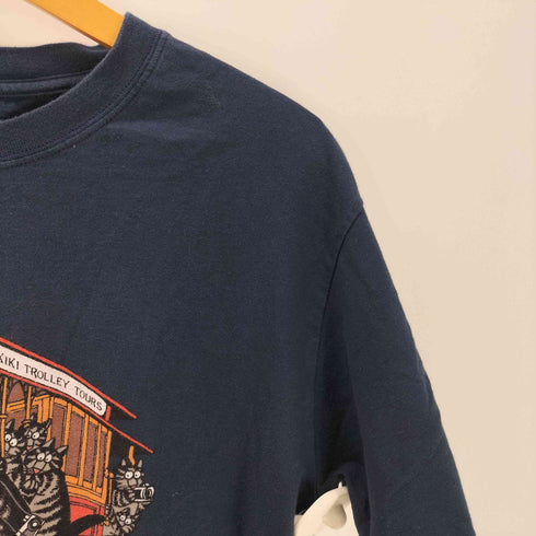 クレイジーシャツ CRAZY SHIRTS 00S ボディ 猫 キャット HAWAI ハワイ プリント S/S Tシャツ レディース import:M