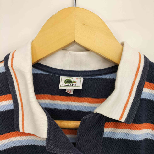 ラコステ LACOSTE ロゴ刺繍 マルチボーダー 鹿の子 半袖 ポロシャツ ワンピース ポロワンピース レディース EUR:42