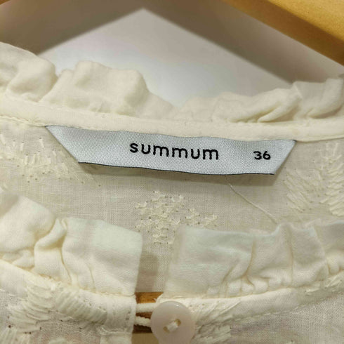 SUMMUM フリルデザイン カットワーク刺繍 ブラウス レディース JPN:36