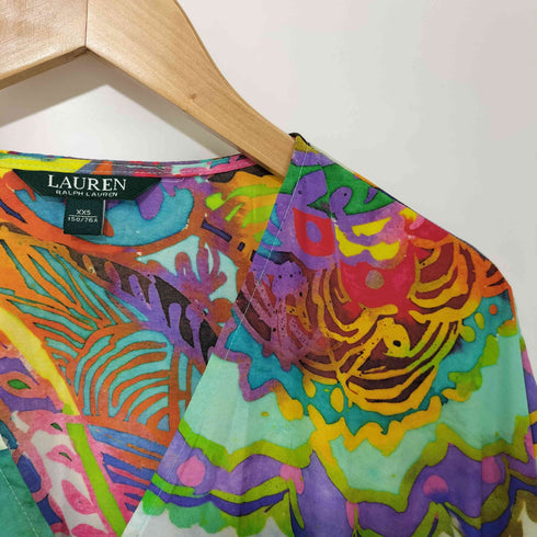 ローレンラルフローレン LAUREN RALPH LAUREN マルチカラー ボタニカルプリント 着物スリーブ ブラウス レディース import:XS