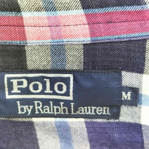 ポロバイラルフローレン Polo by RALPH LAUREN 90-00s マドラスチェック ポニー無し シングルポケット L/S オープンカラーシャツ メンズ import:M