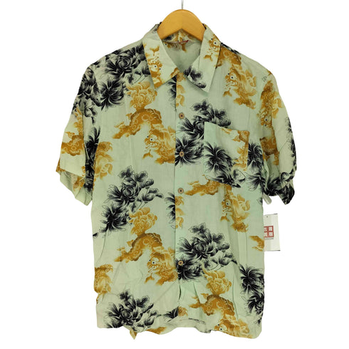 HONOLULU 獅子舞 花 和柄 レーヨンシャツ メンズ L